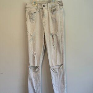 Hollister High Rise Super Skinny Ripped White Denim Jeans Size 25